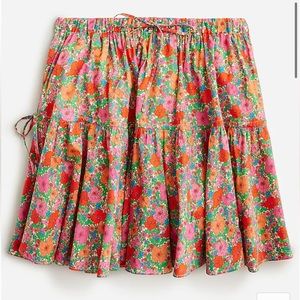 New J.Crew XS Liberty Floral Meadow Song Tiered Organic Cotton Mini Skirt